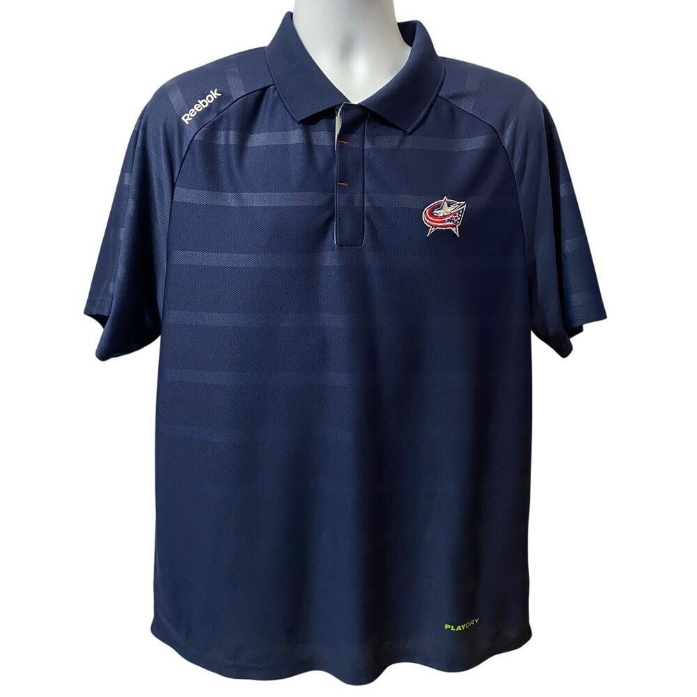 COLUMBUS BLUE JACKETS Reebok Center Ice Polo — Blue Men's Large
